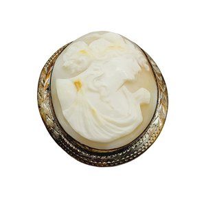 Antique Victorian 10kt Tested Shell Cameo Brooch (A297)